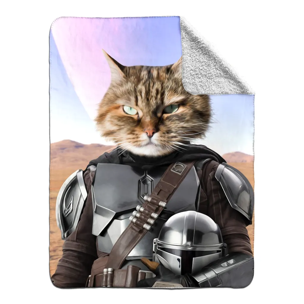 Wanderlorian - Mandalorian & Star Wars Inspired Custom Pet Portrait Fleece Sherpa Blanket