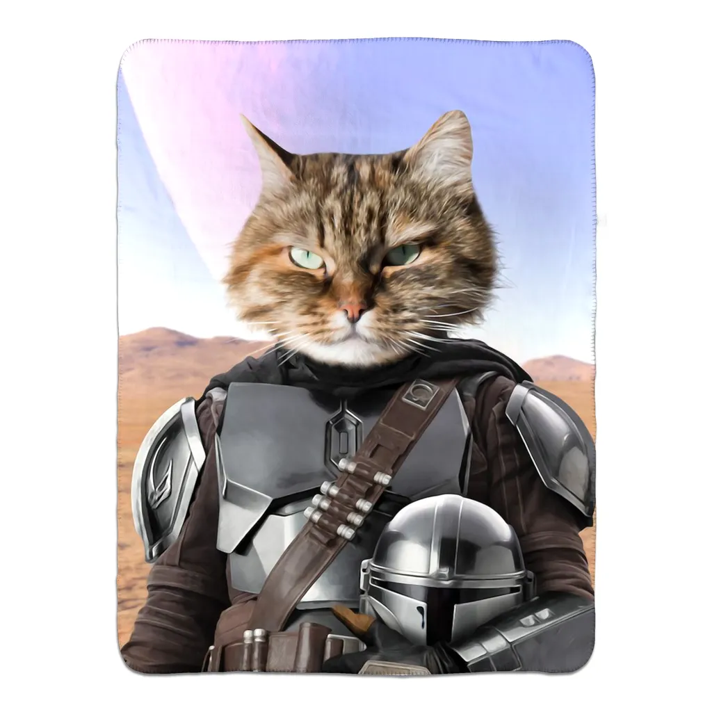 Wanderlorian - Mandalorian & Star Wars Inspired Custom Pet Portrait Fleece Sherpa Blanket
