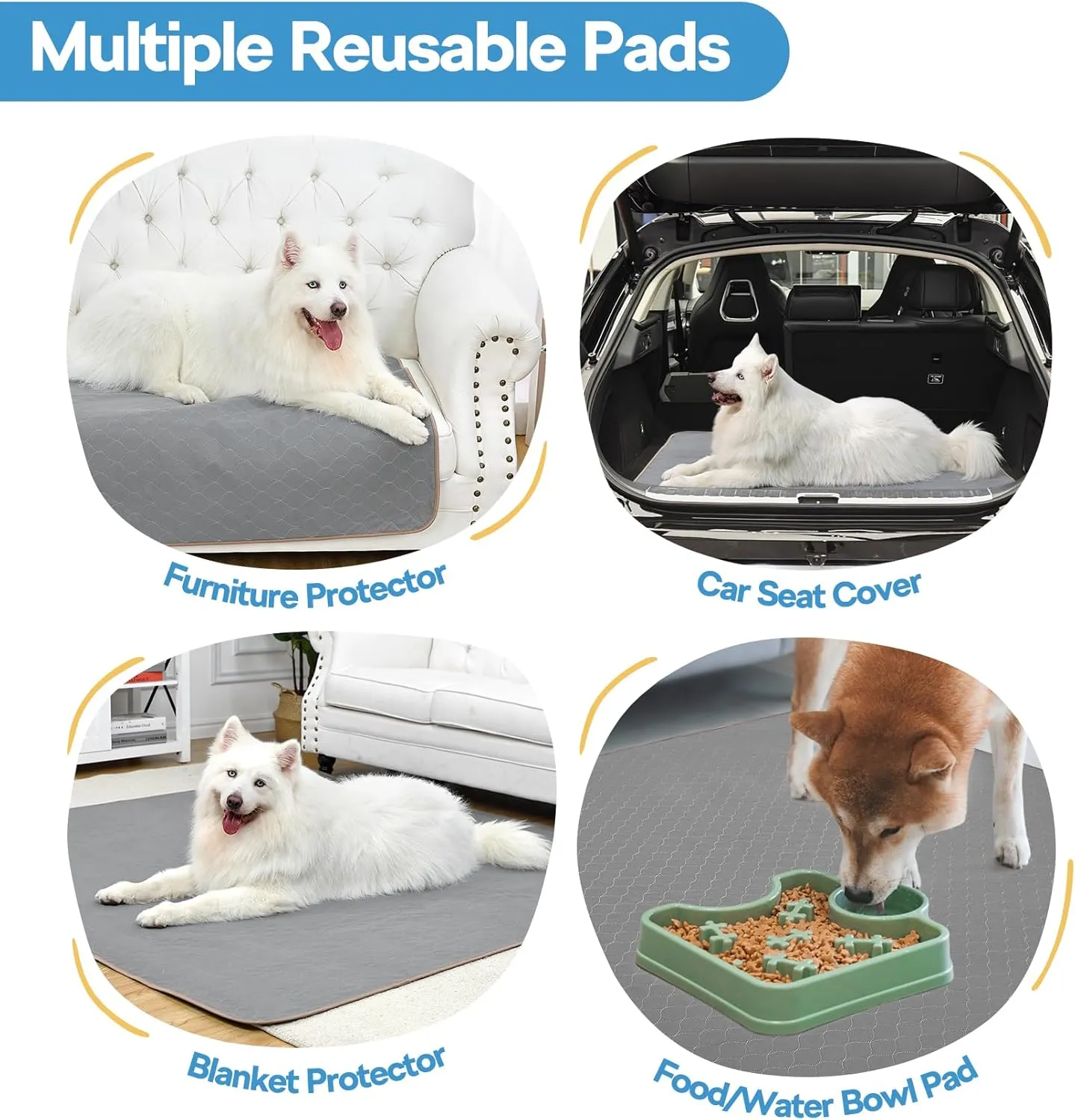 Washable Pee Pads for Dogs, 36x54 Inch- 1 Pack Superior Reusable Puppy Pads Pet Training Pads 100% Waterproof Dog Pee Pad for Dogs, Cats, Bunny & Senior, Dog Mats for Floor Protector