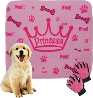 Washable Pee Pads for Dogs by Pawriffic Lifestyle - 2 Pack (Pink) Super Absorbent Reusable Puppy Pads with Pet Grooming Gloves, Dog Pads Washable Waterproof, Leak-Proof & Non-Slip (34 x 36)