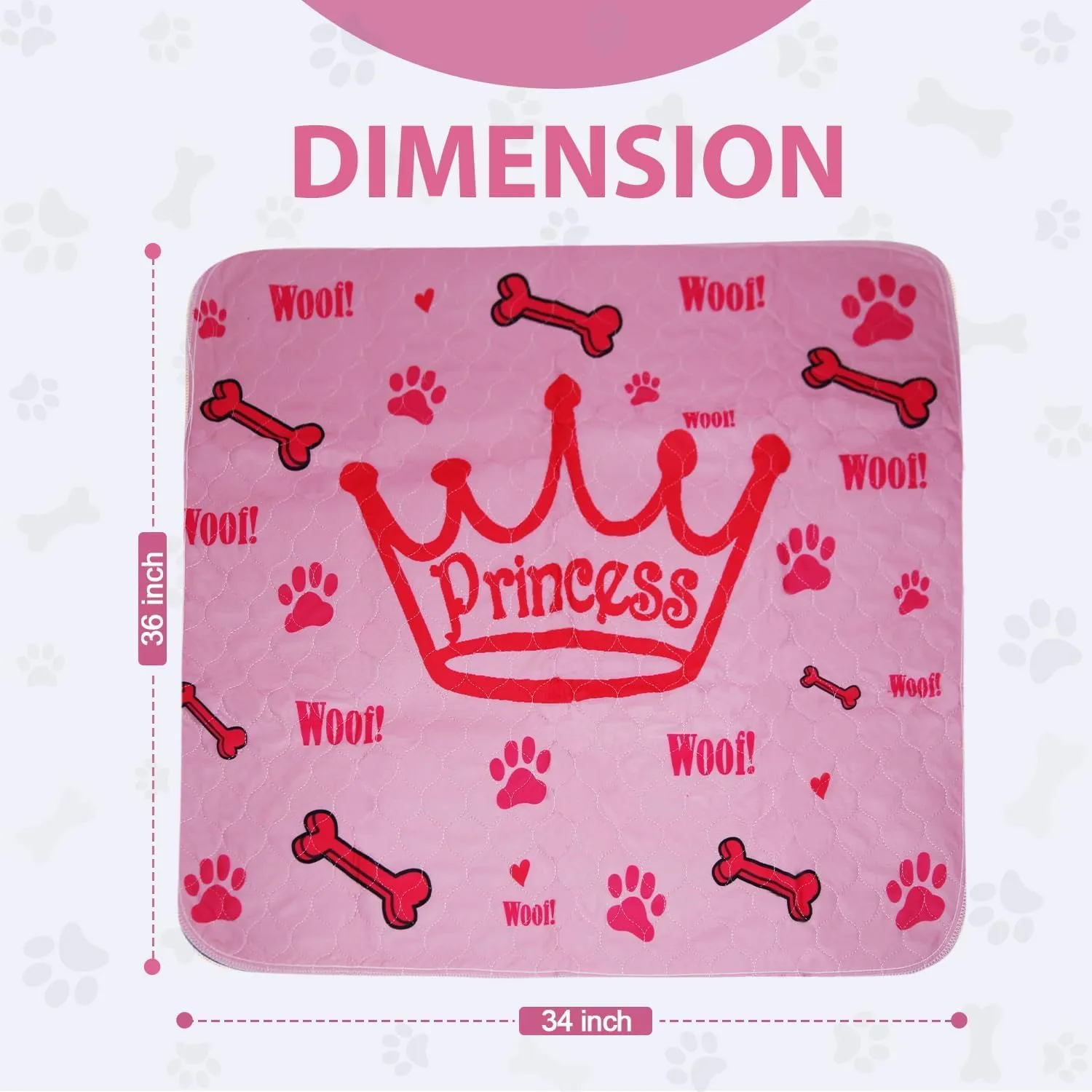 Washable Pee Pads for Dogs by Pawriffic Lifestyle - 2 Pack (Pink) Super Absorbent Reusable Puppy Pads with Pet Grooming Gloves, Dog Pads Washable Waterproof, Leak-Proof & Non-Slip (34 x 36)