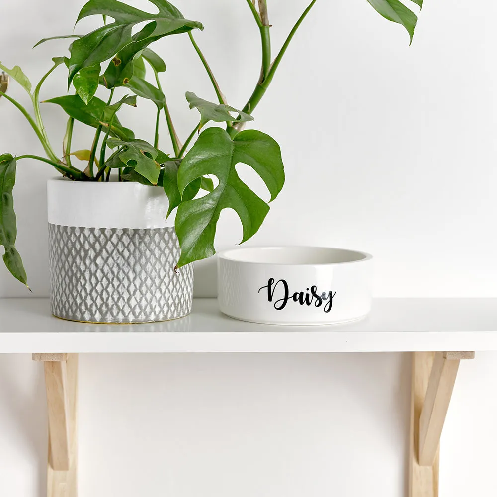 White Ceramic Personalised Dog Bowl and Cat Bowl