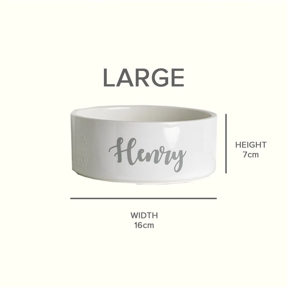 White Ceramic Personalised Dog Bowl and Cat Bowl