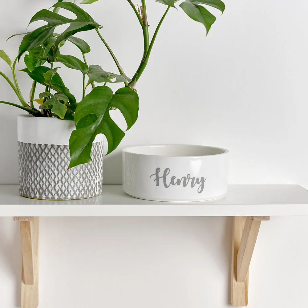 White Ceramic Personalised Dog Bowl and Cat Bowl