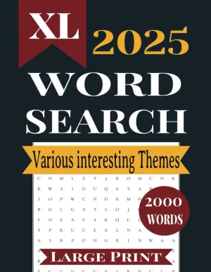 XL 2025 Word Search Book Paperback  Large Print, February 27, 2025